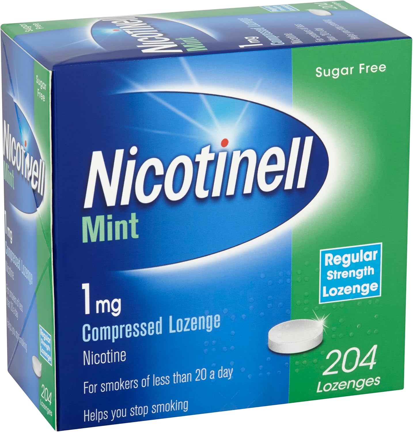 Nicotinell Mint Lozenge 1mg (204 Lozenges), Stop Smoking Aid, Sugar Free Nicotine Lozenges, Fresh Mint Flavour, 1mg Regular Strength for Light Smokers, Quit Smoking Aid